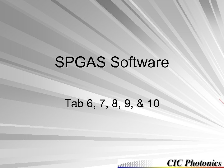 SPGAS Software Tab 6, 7, 8, 9, & 10 