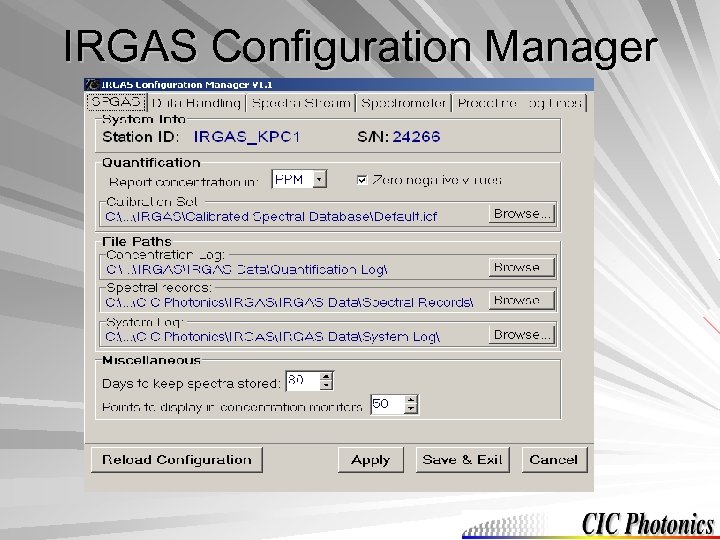IRGAS Configuration Manager 