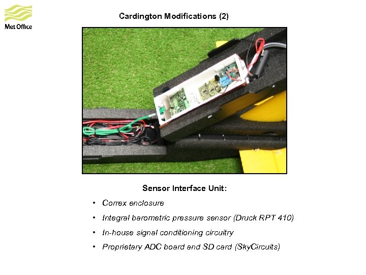 Cardington Modifications (2) Sensor Interface Unit: • Correx enclosure • Integral barometric pressure sensor