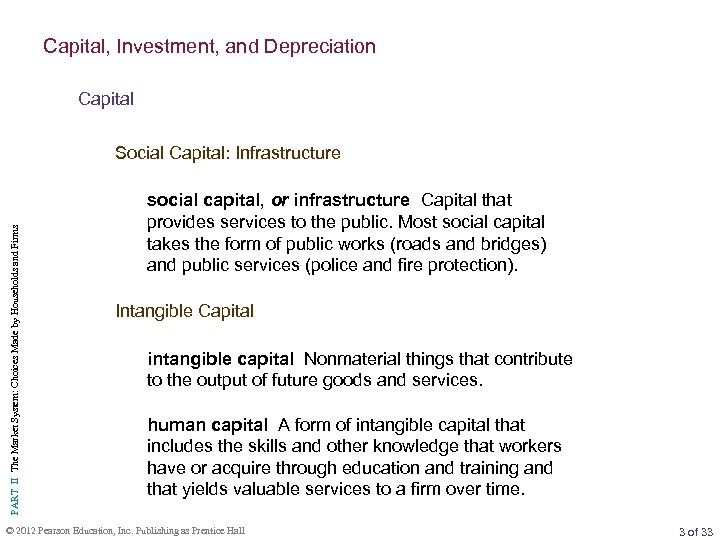 Capital, Investment, and Depreciation Capital PART II The Market System: Choices Made by Households
