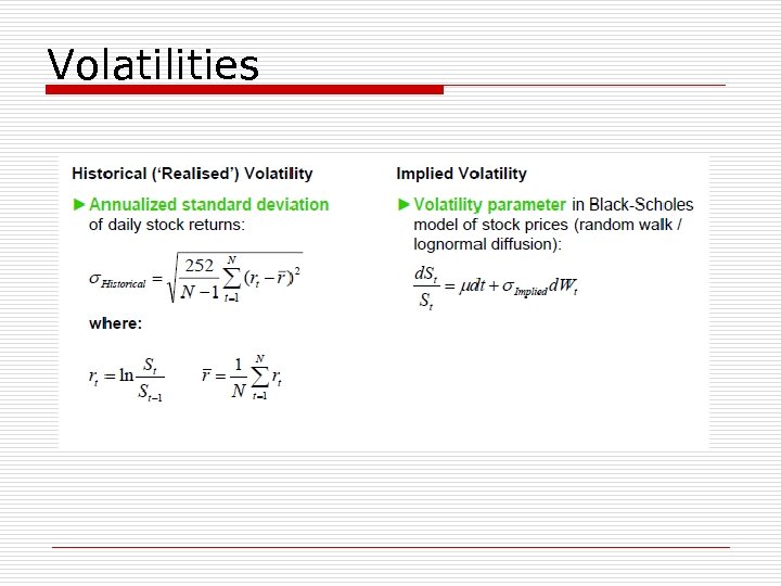 Volatilities 