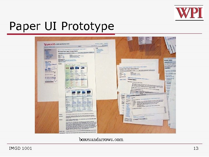 Paper UI Prototype boxesandarrows. com IMGD 1001 13 