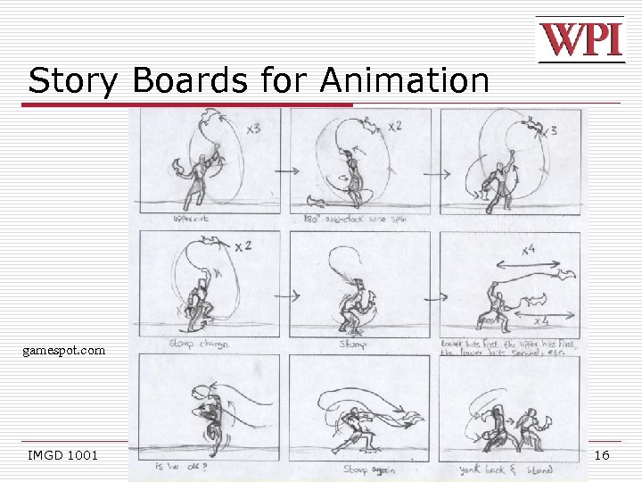 Story Boards for Animation gamespot. com IMGD 1001 16 