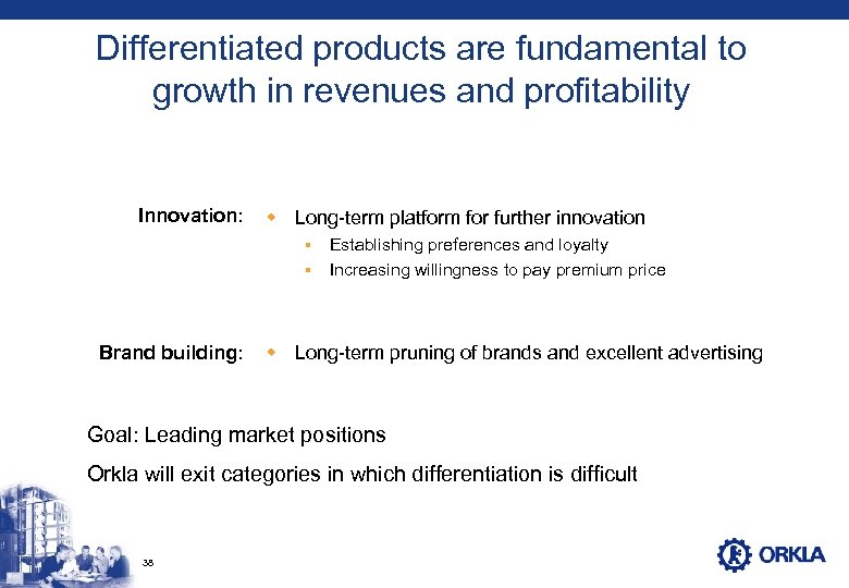 Differentiated products are fundamental to growth in revenues and profitability Innovation: w Long-term platform
