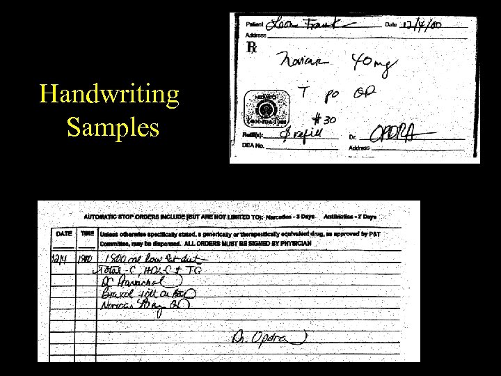 Handwriting Samples 