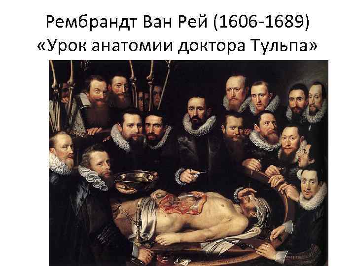 Рембрандт Ван Рей (1606 -1689) «Урок анатомии доктора Тульпа» 