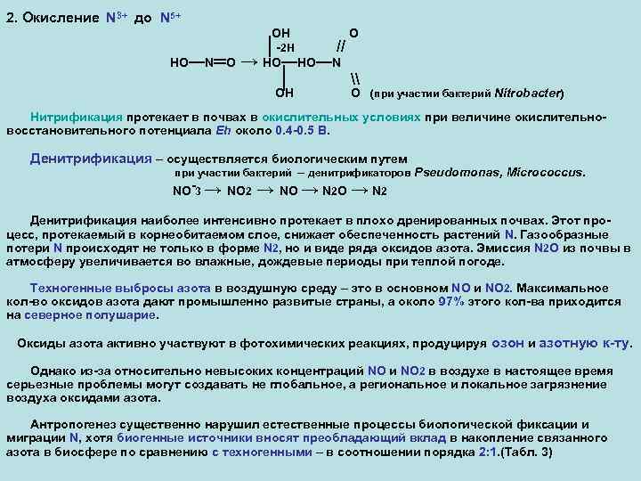 2. Окисление N 3+ до N 5+ OH HO—N═O │-2 H // → HO—HO—N