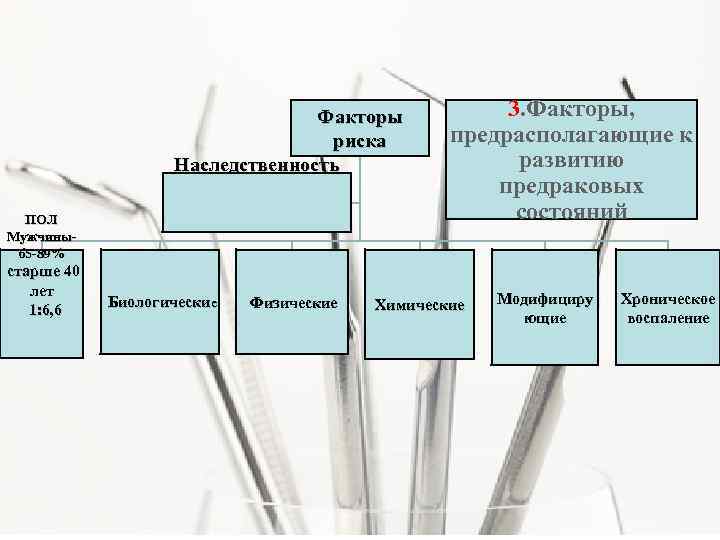 Факторы риска Наследственность ПОЛ Мужчины65 -89% старше 40 лет 1: 6, 6 Биологические Физические