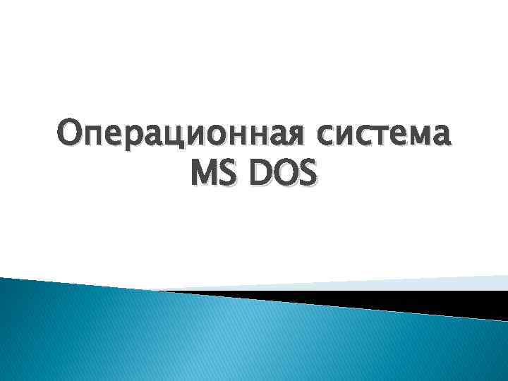 Операционная система MS DOS 