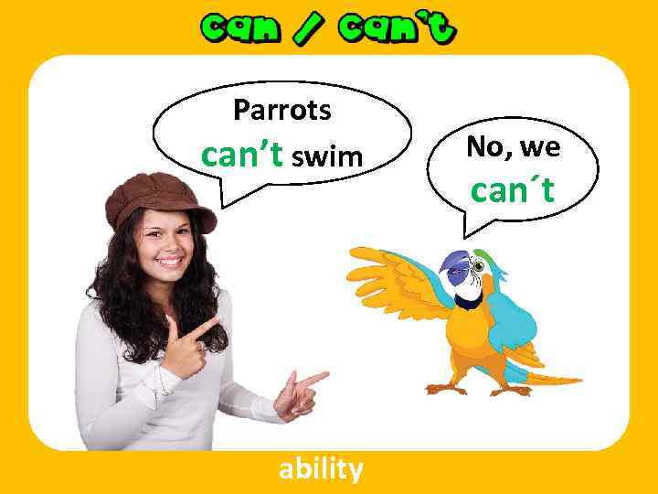 Parrots can’t swim ability No, we can´t 