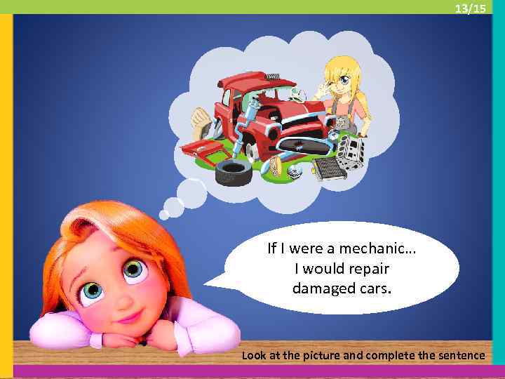 13/15 If I were a mechanic… I would repair damaged cars. Look at the