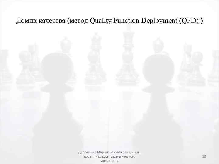 Домик качества (метод Quality Function Deployment (QFD) ) Дворяшина Марина Михайловна, к. э. н.