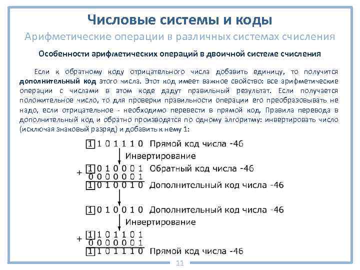 Арифметические операции в системах счисления