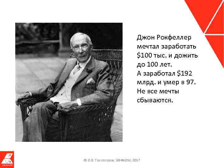 Джон Рокфеллер мечтал заработать $100 тыс. и дожить до 100 лет. А заработал $192