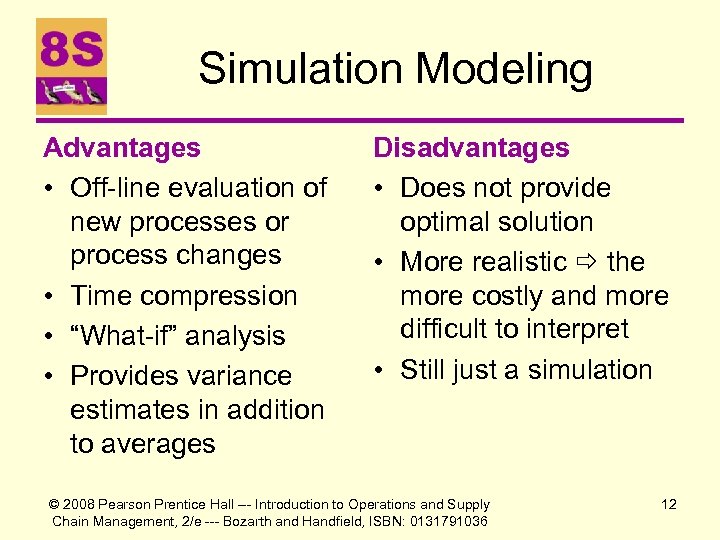 Simulation Modeling Advantages • Off-line evaluation of new processes or process changes • Time