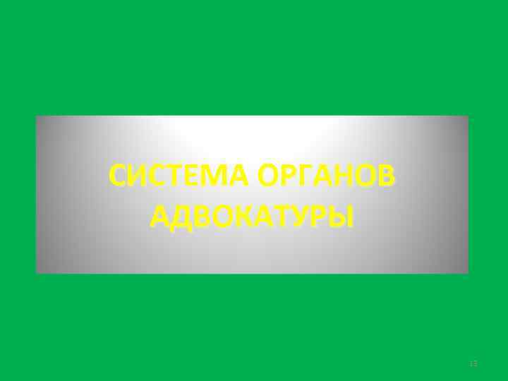 СИСТЕМА ОРГАНОВ АДВОКАТУРЫ 13 