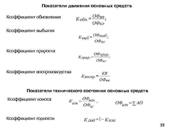 Показатели движения