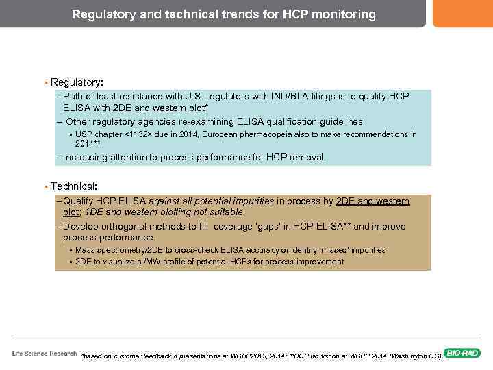 Regulatory and technical trends for HCP monitoring § Regulatory: – Path of least resistance