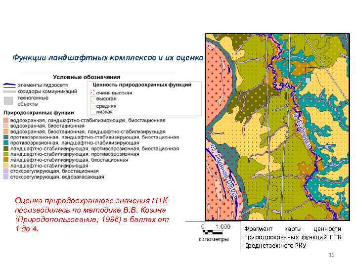 Функции ландшафтных комплексов и их оценка Оценка природоохранного значения ПТК производилась по методике В.