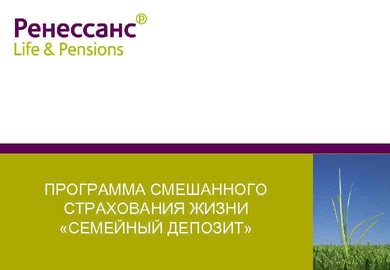 ПРОГРАММА СМЕШАННОГО СТРАХОВАНИЯ ЖИЗНИ «СЕМЕЙНЫЙ ДЕПОЗИТ» 