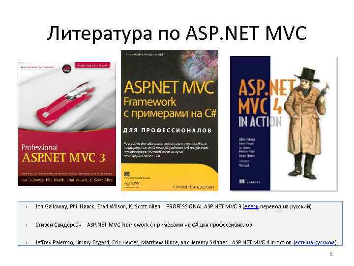 Литература по ASP. NET MVC Jon Galloway, Phil Haack, Brad Wilson, K. Scott Allen
