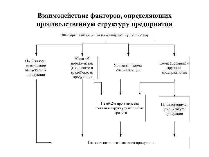 Взаимодействие факторов, определяющих производственную структуру предприятия 