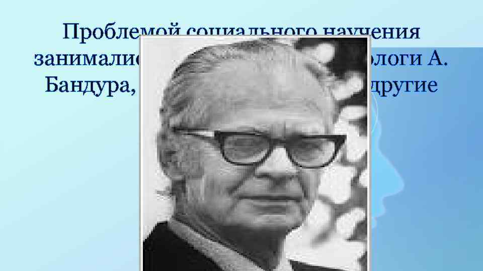 Проблемой социального научения занимались американские психологи А. Бандура, Р. Сирс, Б. Скиннер и другие
