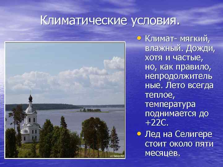 Климатические условия. • Климат- мягкий, • влажный. Дожди, хотя и частые, но, как правило,