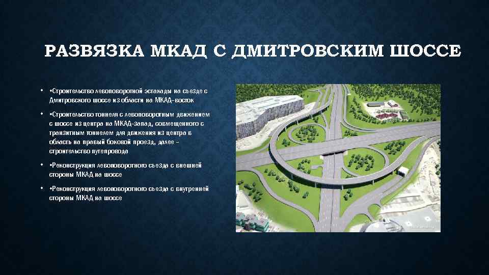 РАЗВЯЗКА МКАД С ДМИТРОВСКИМ ШОССЕ • • Строительство левоповоротной эстакады на съезде с Дмитровского