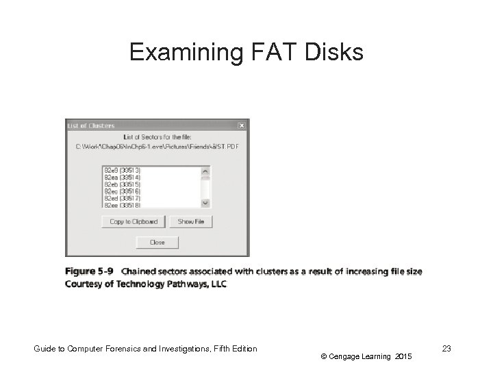 Examining FAT Disks Guide to Computer Forensics and Investigations, Fifth Edition © Cengage Learning