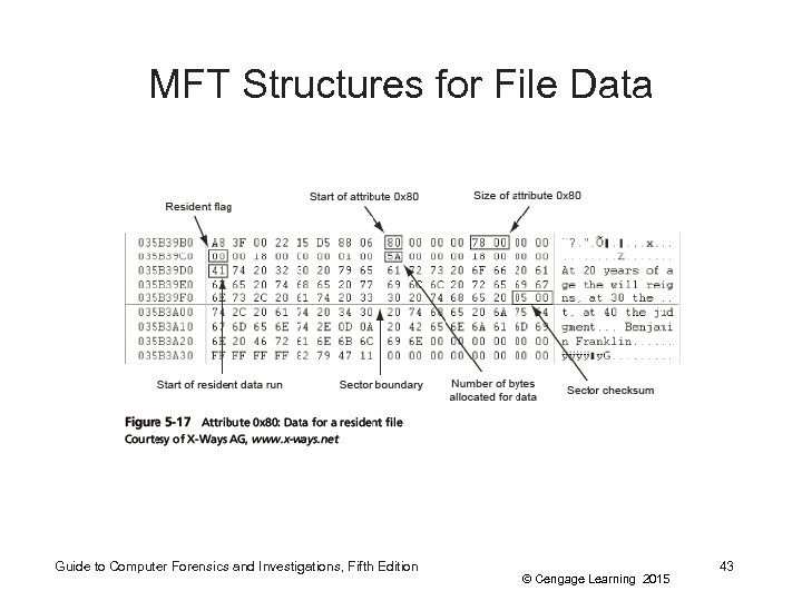 MFT Structures for File Data Guide to Computer Forensics and Investigations, Fifth Edition ©