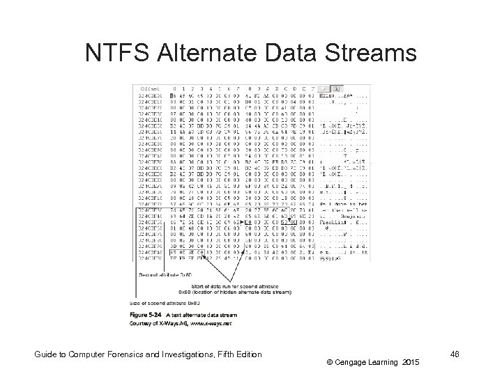 NTFS Alternate Data Streams Guide to Computer Forensics and Investigations, Fifth Edition © Cengage