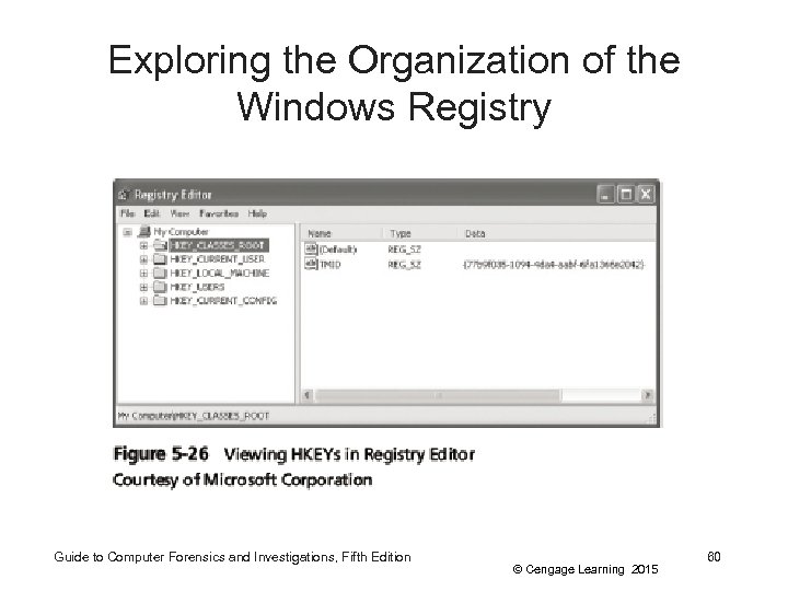 Exploring the Organization of the Windows Registry Guide to Computer Forensics and Investigations, Fifth