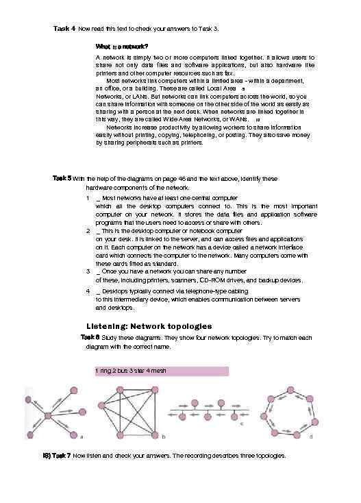 Task 4 Now read this text to check your answers to Task 3. What