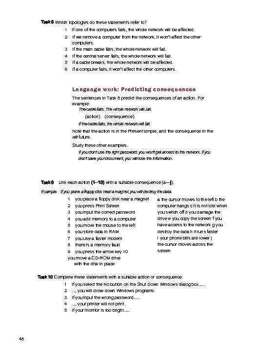 Task 8 Which topologies do these statements refer to? 1 if one of the