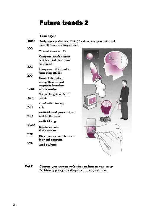 Future trends 2 Tuning-in Task 1 2004 2005 2007 Study these predictions. Tick (✓