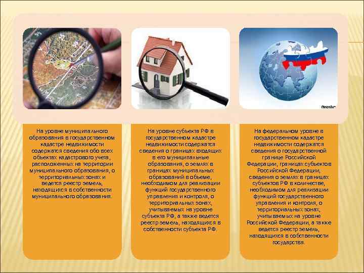 На уровне муниципального образования в государственном кадастре недвижимости содержатся сведения обо всех объектах кадастрового