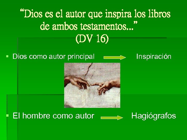 “Dios es el autor que inspira los libros de ambos testamentos. . . ”