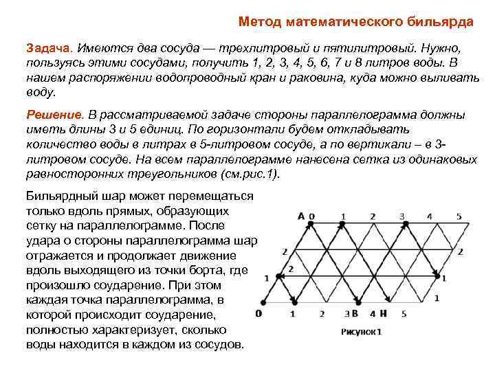 Задача метода. Метод математического бильярда решения логических задач. Метод математического бильярда в задачах. Метод бильярда при решении логических задач. Метод бильярда в решении задач на переливание.