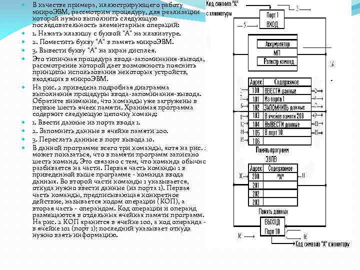  В качестве примера, иллюстрирующего работу микро. ЭВМ, рассмотрим процедуру, для реализации которой нужно