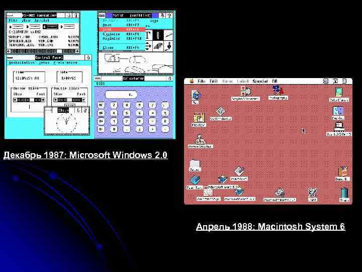 Декабрь 1987: Microsoft Windows 2. 0 Апрель 1988: Macintosh System 6 