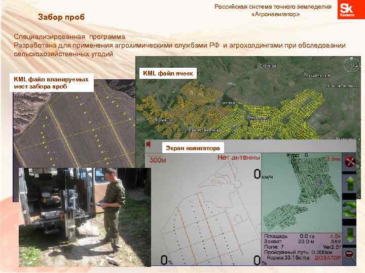 Российская система точного земледелия «Агронавигатор» Забор проб Специализированная программа. Разработана для применения агрохимическими службами