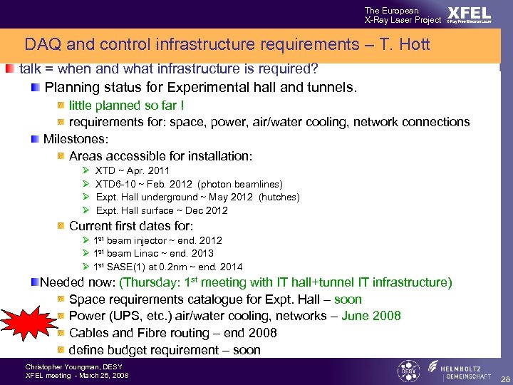 The European X-Ray Laser Project XFEL X-Ray Free-Electron Laser DAQ and control infrastructure requirements