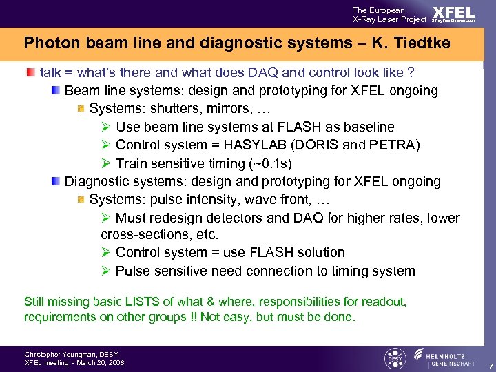 The European X-Ray Laser Project XFEL X-Ray Free-Electron Laser Photon beam line and diagnostic