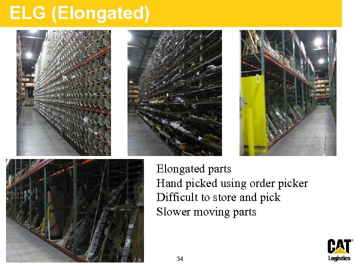 ELG (Elongated) Elongated parts Hand picked using order picker Difficult to store and pick