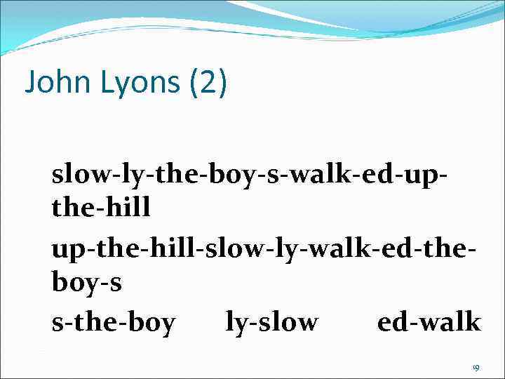 John Lyons (2) slow-ly-the-boy-s-walk-ed-upthe-hill up-the-hill-slow-ly-walk-ed-theboy-s s-the-boy ly-slow ed-walk 19 