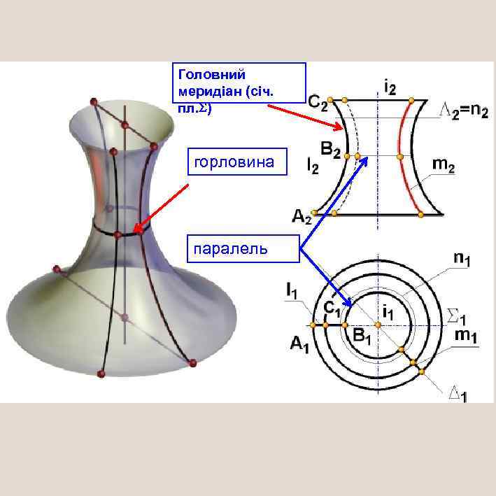 Головний меридіан (січ. пл. ) горловина паралель 