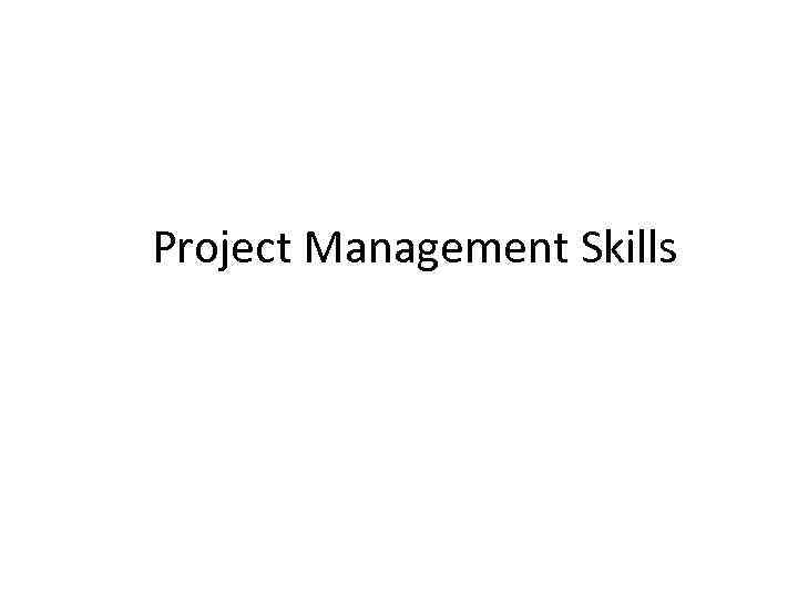 Project Management Skills 