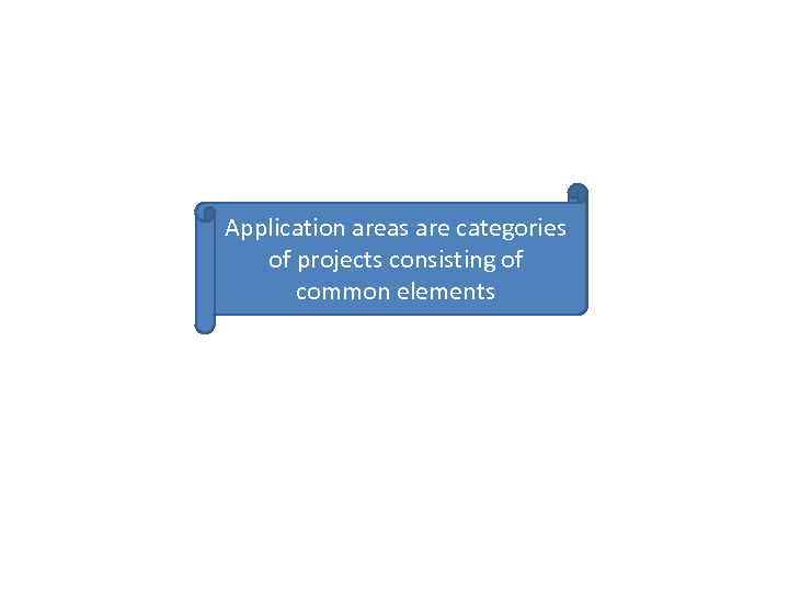 Application areas are categories of projects consisting of common elements 