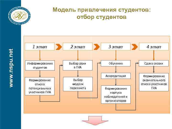 www. nspu. net Модель привлечения студентов: отбор студентов 1 этап 2 этап 3 этап